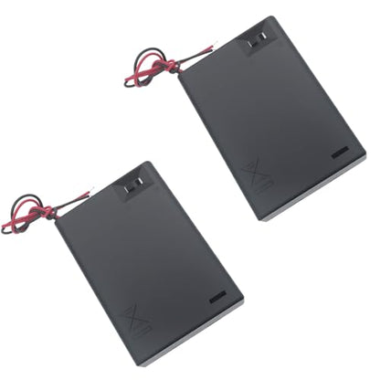 2 Pcs 3 Slots AA Battery Holder with Leads Plastic Battery Case Holder 3 X 1.5V AA Battery Box with Switch and Cover - color: Black, size: 3 Slot