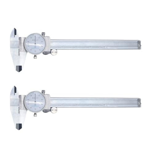 HFS 2Pc 0-6 Inch Dial Caliper, ±0.001 Inch Accuracy, 4-Way Measuring Tool - size: 0-6" Carbon Steel 2PCS