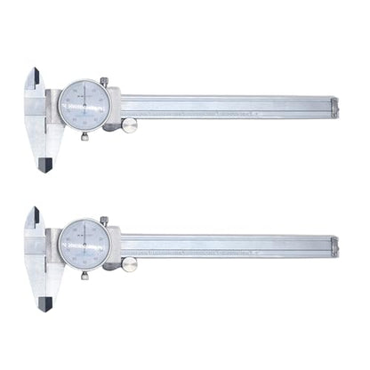 HFS 2Pc 0-6 Inch Dial Caliper, ±0.001 Inch Accuracy, 4-Way Measuring Tool - size: 0-6" Carbon Steel 2PCS