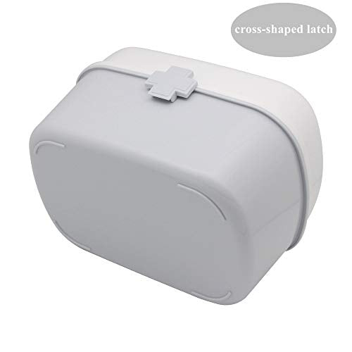 Plastic First Aid Storage Box Container Bin with Removable Tray and Portable Handle, Family Emergency Medicine Kit Case Organizer, White&Gray - color: white&gray