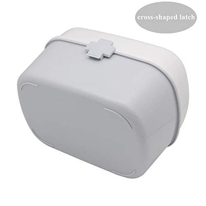 Plastic First Aid Storage Box Container Bin with Removable Tray and Portable Handle, Family Emergency Medicine Kit Case Organizer, White&Gray - color: white&gray