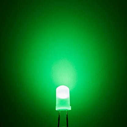 CHANZON 100 pcs 5mm Green Diffused LED Diode Lights(DC 3V 20mA) - color: D) White-green (100pcs)