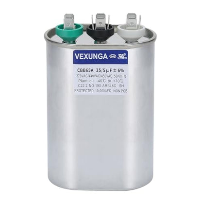 VEXUNGA 35/5 uF 35+5 MFD 370V 440V 450V Oval Dual Run Start AC Capacitor 35 5 uF 370 440 450 Volt VAC CBB65 Air Conditioner Capacitors for AC Unit Fan Motor Start or Condenser Straight Cool - style: [V03] 35+5 uF Oval