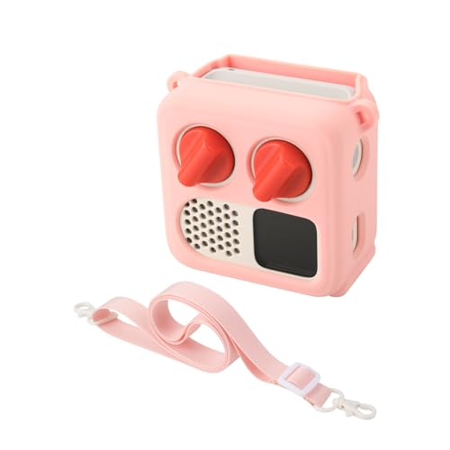 Silicone Case Cover for Yoto Mini (2024 Edition), Travel Carrying Case with Adjustable Shoulder Strap Protective Cover for Yoto Mini Player (Pink) - color: Pink