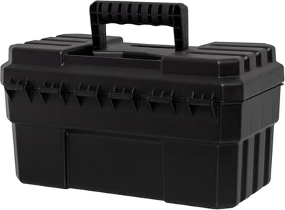 Akro-Mils 14-Inch Plastic Toolbox with Removable Tray, Steel Latch & Padlock Eye, Industrial-Grade Tool Box for Tools, Crafts, First Aid & Hobby Supplies, 14" x 8" x 8", Made in USA, Black (09514) - color: Black