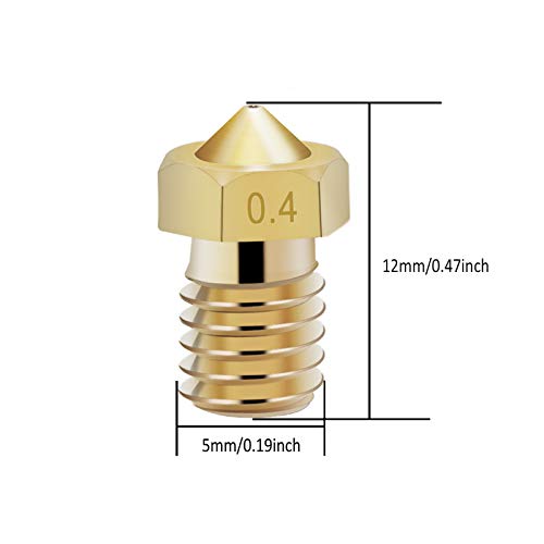 14 Pcs M6 3D Printer Nozzle 0.4mm Extruder Brass Nozzle Print Head for 1.75mm Filament E3D V5 V6 Makerbot