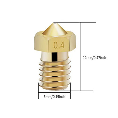 14 Pcs M6 3D Printer Nozzle 0.4mm Extruder Brass Nozzle Print Head for 1.75mm Filament E3D V5 V6 Makerbot