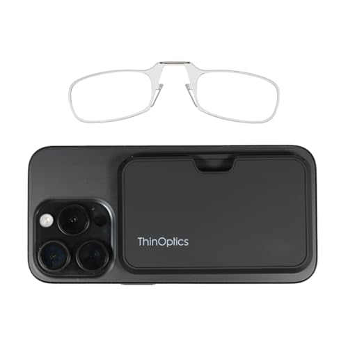 Always With You by ThinOptics Classic Readers + Attachable Glasses Case - color: Black Case / Clear Frames