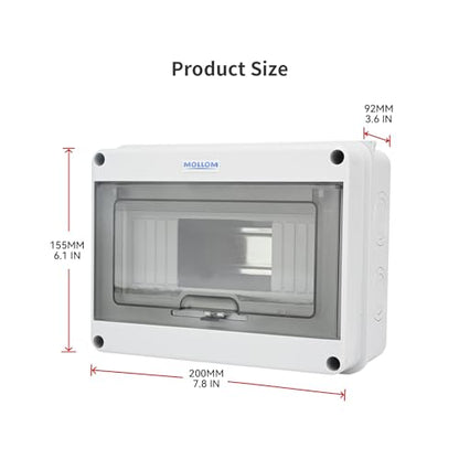 MOLLOM 8 Way Circuit Breaker MCB Distribution Protection Box - color: HT, size: 8Way | 200x155x92 MM