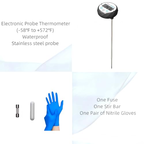 SYLPHID SH-2 Magnetic Stirrer Hot Plate, 536°F/280℃ Max Lab Hotplate Mixer with 2600 RPM Stir Plate, Includes Electronic Probe Thermometer, Fuse, Stir Bar,Support Stand&a Pair of Nitrile Gloves