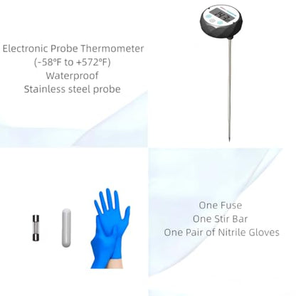 SYLPHID SH-2 Magnetic Stirrer Hot Plate, 536°F/280℃ Max Lab Hotplate Mixer with 2600 RPM Stir Plate, Includes Electronic Probe Thermometer, Fuse, Stir Bar,Support Stand&a Pair of Nitrile Gloves