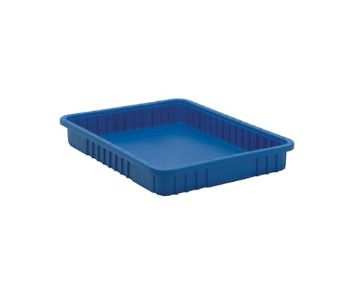 QUANTUM STORAGE SYSTEMS DG93030BL Dividable Grid Storage Container, Heavy-Duty Stackable Plastic Parts Bin for Warehouse, Assembly & Industrial Organization, 22-1/2" x 17-1/2" x 3", Blue, 6-Pack