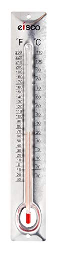EISCO 5 Pack - Aluminum Thermometers, -30 to 110°C / 30 to 230°F, Measurement in Celsius & Fahrenheit - Aluminum Backing, Glass - Spirit Filled - 6.5" Long, 1" Wide - style: 5 Pack
