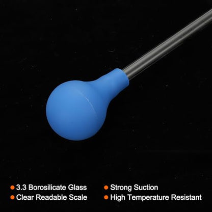 PATIKIL Graduated Dropper Pipettes Kit, 3 Pack 5ml/10ml/25ml Borosilicate Glass Pipette with Rubber Squeeze Bulb for Transfer Liquid for Lab, Chemistry - size: 5ml/10ml/25ml