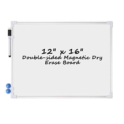 White Board Dry Erase, Small Dry Erase Board 12" x 16", Double Sided Magnetic Whiteboard with Dry Erase Marker & Magnets, Small White Board, Aluminum Frame Handheld Whiteboard for Home School Office - size: 12"W x 12"H
