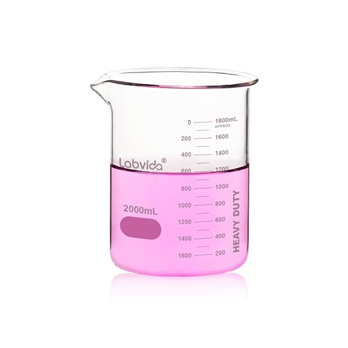 2000ml Upgrated Thick Glass Beaker, Griffin Low Form Glass Beakers, Double Scale, 3.3 Boro, LVA015 - style: Vol.2000ml