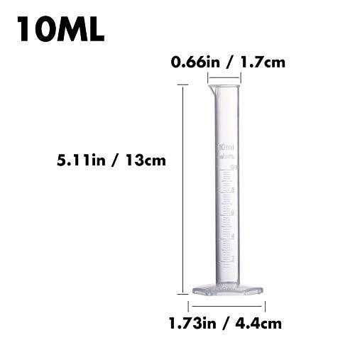 Measuring Cylinder Set, 4 Sizes Graduated Polypropylene Lab Test Tubes