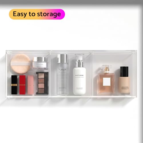 HIIMIEI 3 Section Acrylic Drawer Organizer Tray - size: 4'' x 12''