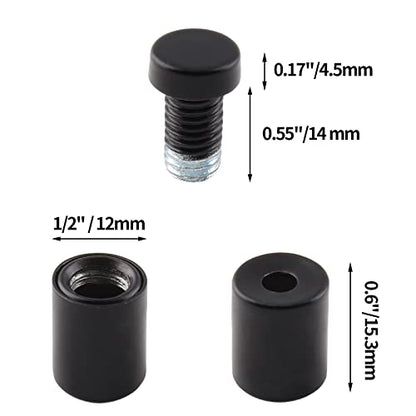 1/2" x 3/4" Sign Standoff Screws, Black Acrylic, 12 Pcs - color: Black, size: 1/2" x 3/4",12 Pcs