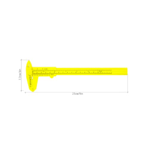 BRAWNA Brow Pro Eyebrow Caliper Ruler for PMU, Neon Yellow