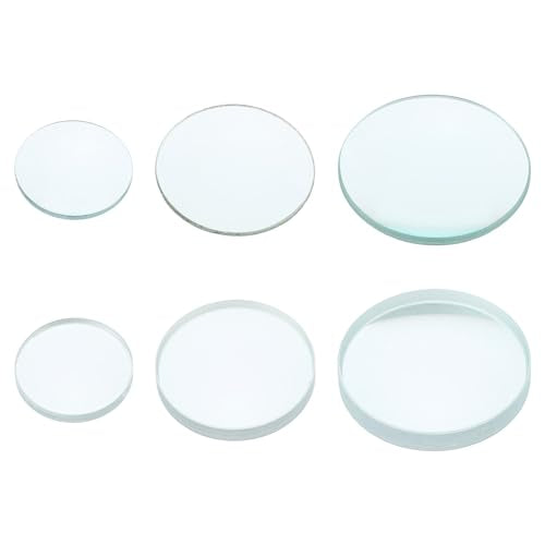 PATIKIL 5cm,10cm Focal Length Double Convex and 7.5cm,10cm Focal Length Double Concave Lens 1 Set, 6 Pack Glass Optically Polished Round Edges Lens, Clear
