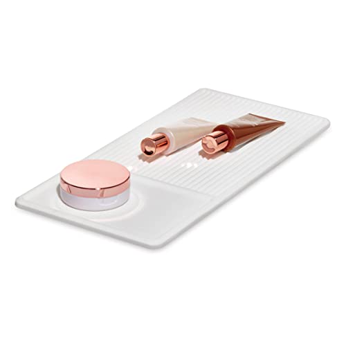 iDesign The Sarah Tanno Collection Heat-Resistant Silicone Mat for Cosmetic Drawer Organizers, White - size: Medium
