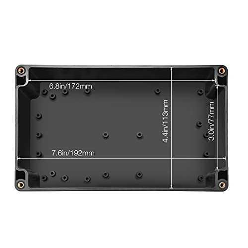 Waterproof Electronic ABS Plastic Junction Project Box Enclosure 200mm by 120mm by 75mm (Black) - color: Black, size: 7.87"x4.72"x2.95"