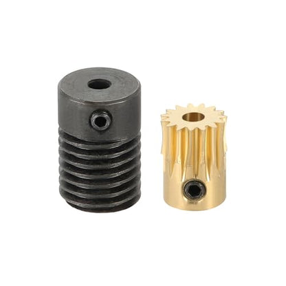 uxcell Worm Gear Set 15T 0.5 Module 15:1 Reduction Rate, Right Rotation Drive Gear Box Wheel Reduce Transmission Part (Brass Gear-3mm Bore, #45 Steel Rod 3mm Bore) - size: Gear-3mm, Rod-3mm Bore, style: 0.5M-15T