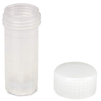 Caplugs Evergreen 240-3005-060 TVIC Series Transport Vials with Caps, 5.0 mL, Molded-in Calibration Lines, Polypropylene, Printing and Label Friendly Exterior, Natural, Bulk, 200 Pack (99192977)