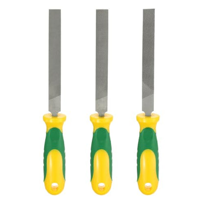 HARFINGTON 3pcs Flat Cut File 4" Double Cut Teeth High Carbon Steel Hand Rasp File with Plastic Handle for Metal Wood Deburring Removing - size: 4"