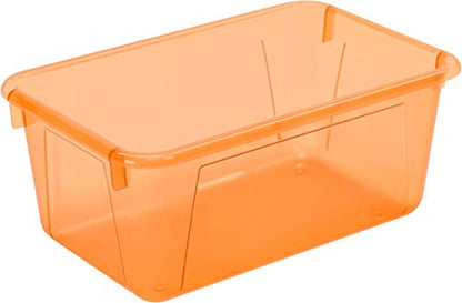 Storex Small Cubby Bin, 12.2 x 7.8 x 5.1 Inches, Candy Orange, 5-Pack (62479U05C) - color: Tint Orange, style: Bin Only