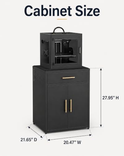 3D Printer Cabinet, Big Sturdy 3D Printer Stand Table with Filament Storage (DK-Black) - color: DK-Black