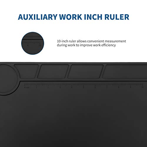 HTM-201 Black Silicone Repair Mat Heat Resistant Electronic Repair Mat for Soldering, Electronics, Computer Repair Etc - size: HTM-201