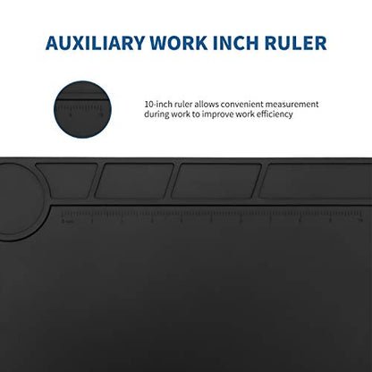 HTM-201 Black Silicone Repair Mat Heat Resistant Electronic Repair Mat for Soldering, Electronics, Computer Repair Etc - size: HTM-201