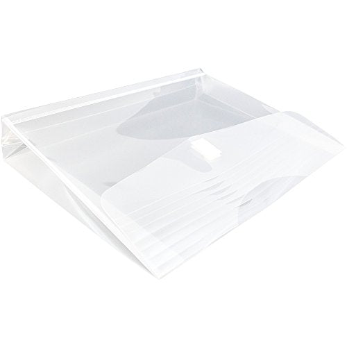 JAM PAPER Plastic Expansion Envelopes w/Hook & Loop Closure - Letter Booklet - 9 3/4 x 13 with 2 Inch Expansion - Clear - 12/Pack - color: Clear, size: 2" Expansion