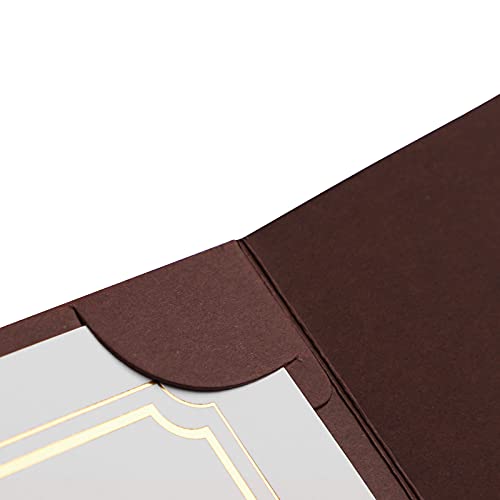 5Pcs Certificate Holders Diploma Covers A4 Letter Size Graduation Certificate Covers Navy Blue Red Diploma Document Holders for Diplomas Awards Certifications Employee Appreciation 8.5 x 11 - color: Brown