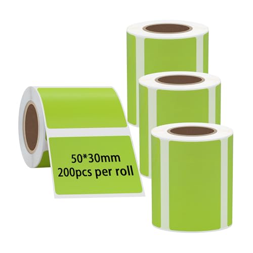 Hybsk Portable Printer Label Paper Multi-Purpose Tear Resistant Direct Thermal Labels Self-Adhesive Stickers Compatible with P50 Label Maker (Green, 4 Rolls) - color: Green, size: 4 Rolls