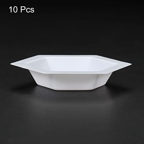 PATIKIL Hexagonal Weigh Boats, 10 Pack Plastic Small Scale Trays Powder Dispenser for Weighing Mixing, White