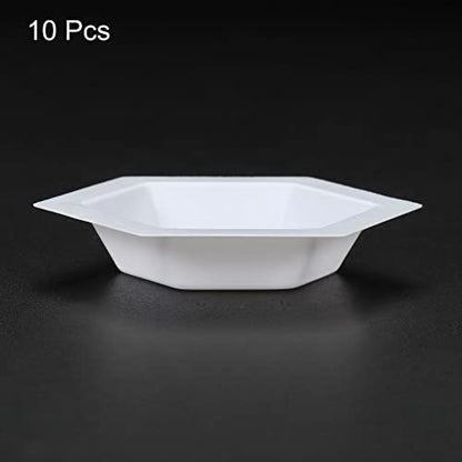 PATIKIL Hexagonal Weigh Boats, 10 Pack Plastic Small Scale Trays Powder Dispenser for Weighing Mixing, White