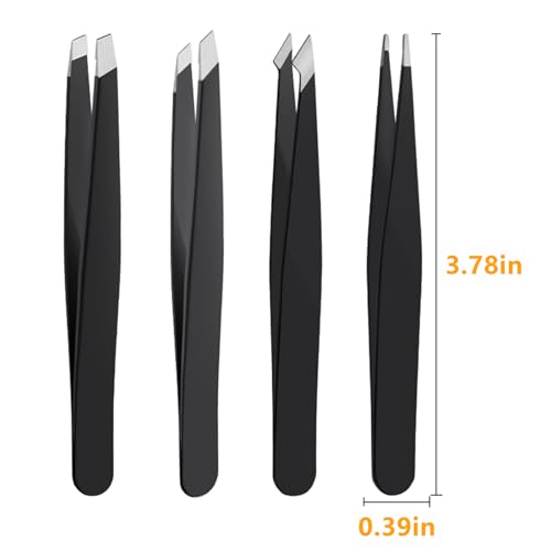 DTDNZKN 4 PCS Stainless Steel Tweezers Set Black - color: Black