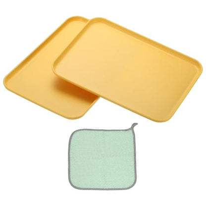 PATIKIL 12x8.7 Plastic Tray, 2 Pack Rectangular Plates Small Food Tray Wheat Plates Dishes Reusable Dessert Plate Trays with Cloth for Cake Fruits Salad Cupcake Steak Serving Beige - color: Beige, size: M(12"x8.7")