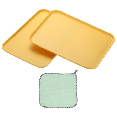 PATIKIL 12x8.7 Plastic Tray, 2 Pack Rectangular Plates Small Food Tray Wheat Plates Dishes Reusable Dessert Plate Trays with Cloth for Cake Fruits Salad Cupcake Steak Serving Beige - color: Beige, size: M(12"x8.7")