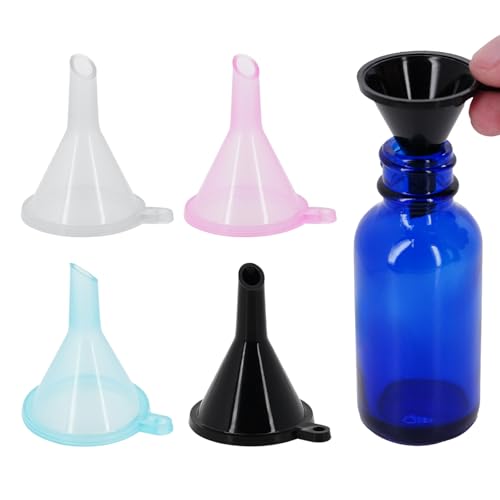 Mini Funnel 4-Pack for Lab Bottles, Sand Art, Perfume, Spice, Powder, Essential Oil, Recreational, Kitchen Food Grade Small Plastic (4colors) - color: 4colors