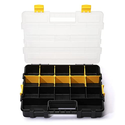 MIXPOWER 2 Pieces 34-Compartment Toolbox Organizer sets, 20 Removable Dividers, Black/Yellow, 2 Pieces Set, Excellent for Screws, Nuts, Small Parts (Pack of 2) - size: Black/Yellow (Pack of 2)