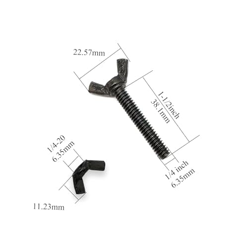 20 Pcs Black Zinc Coated 1/4"-20 x1-1/2 Wing Screw Bolts and Wing Nuts Kit Hand Twist Tighten Wing Head Butterfly Screws and Nut Fasteners Assorted Kit - size: Black 10pcs 1/4"-20x1-1/2" WingScrew&10pcs WingNut