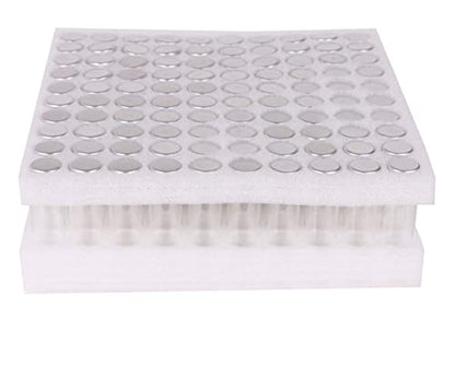 MaxMau Pack of 100, 20ml Small Glass Bottles with Metal Cap Screw Top Lids Tiny Vials Mini Jars Glass Tube for Beads Glitter Seed Samplers Storage