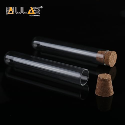 ULAB Scientific 20pcs 50ml Round Bottom Glass Test Tubes Set, 3.3 Borosilicate Glass, Dia.25x150mm, Packed with Stoppers, UTT1026 - style: 20pcs 50ml Glass Test Tubes with Stopper