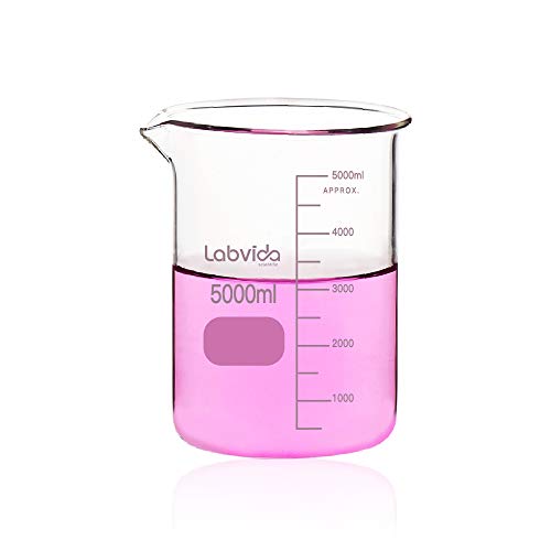 Griffin Low Form Glass Beaker, Vol.5000ml, 3.3 Borosilicate with Printed Graduation, LVA016 - style: Vol.5000ml