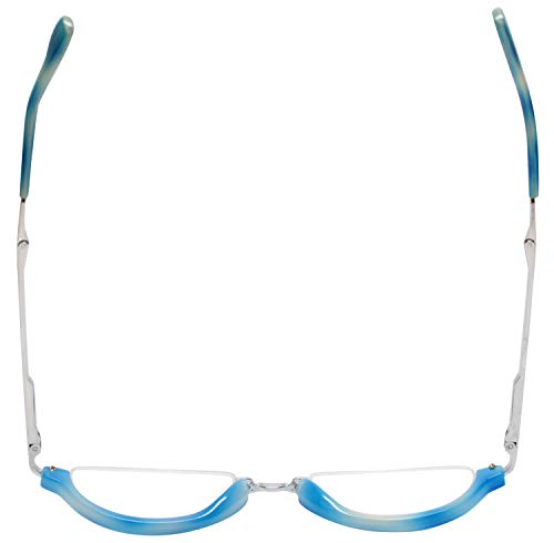 Calabria 309 Compact Folding Reading Glasses Mens Womend Trendy Semi-Rimless Foldable Pocket Readers Eyeglasses w/Hard Case - color: Blueberry