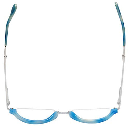 Calabria 309 Compact Folding Reading Glasses Mens Womend Trendy Semi-Rimless Foldable Pocket Readers Eyeglasses w/Hard Case - color: Blueberry